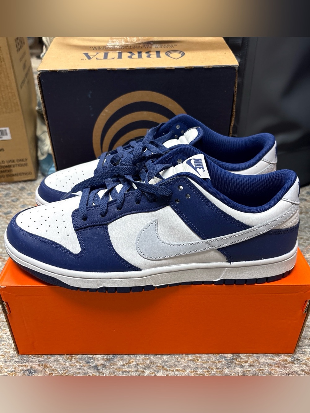 Nike Men’s Low-Top Sneakers - White & Navy Dunks - Picture 4 of 13